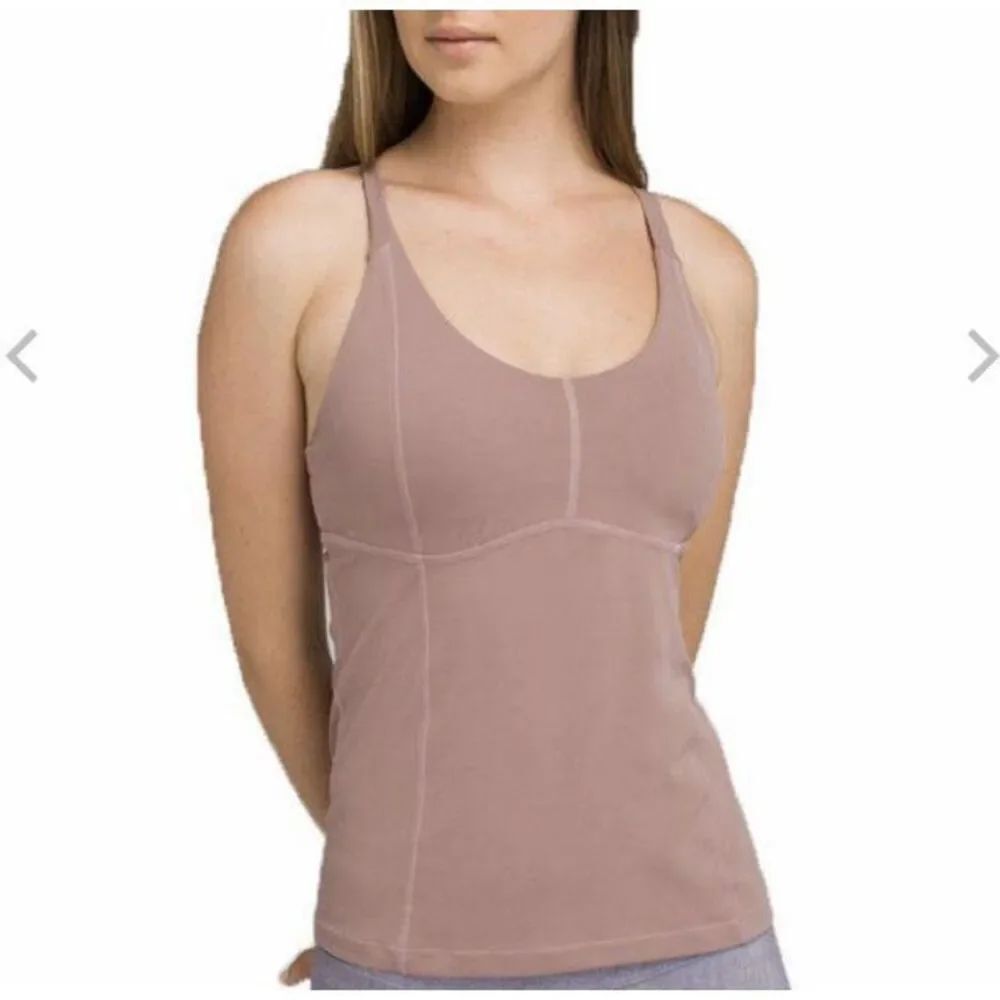 Prana Momento Tank Top Strappy Back W/ Shelf Bra Dark Mauve Medium #1100
